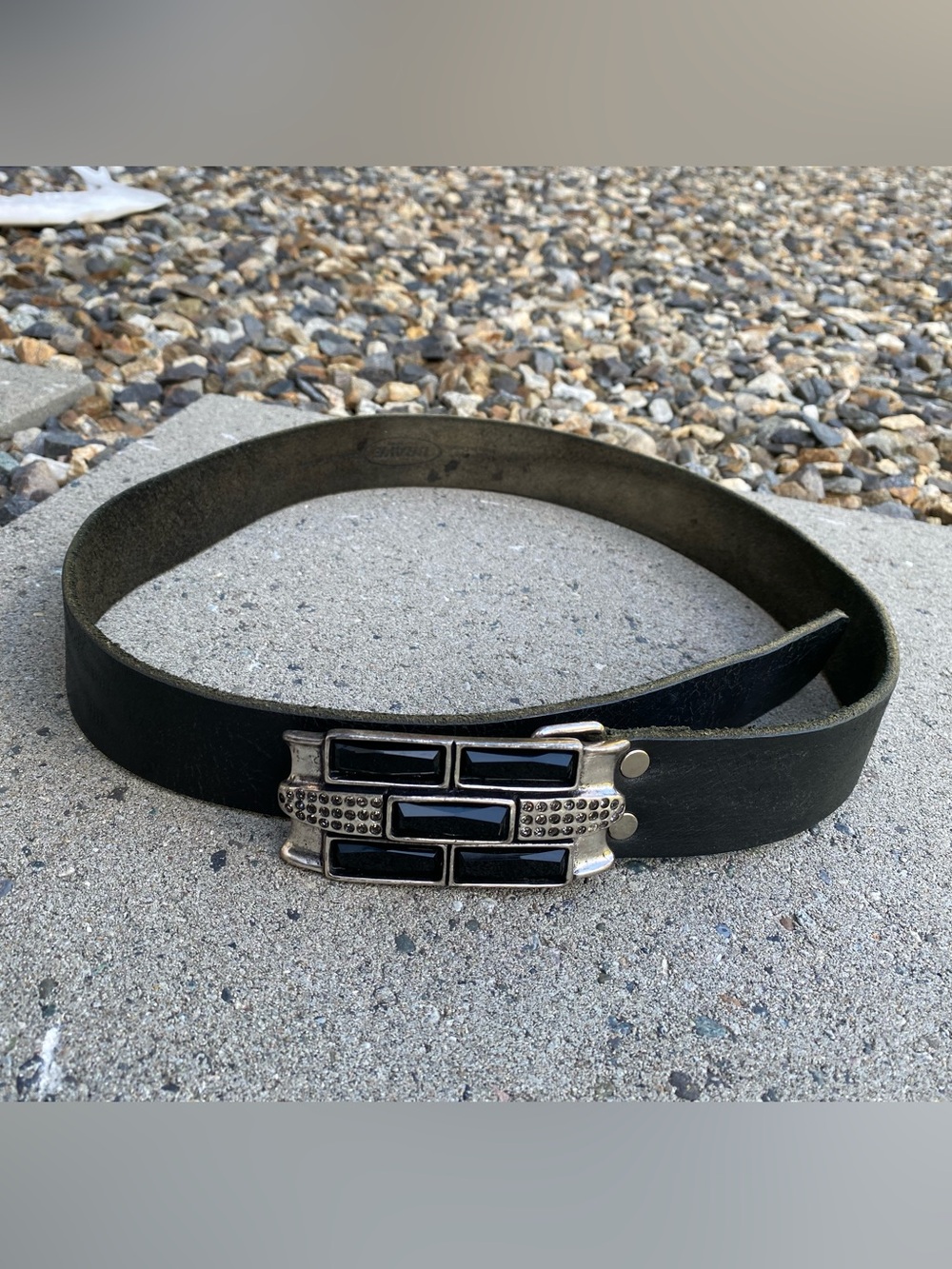 Vintage Emporio Armani Italy Belt Buckle on Brave Beltworks Leather Strap Sz 34